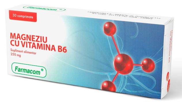 Pastile pentru somn si stres - Magneziu + Vitamina B6, 30 comprimate, Farmacom, farmacom.ro
